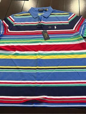 Polo by Ralph Lauren Blue Multicolor Striped Polo Shirt